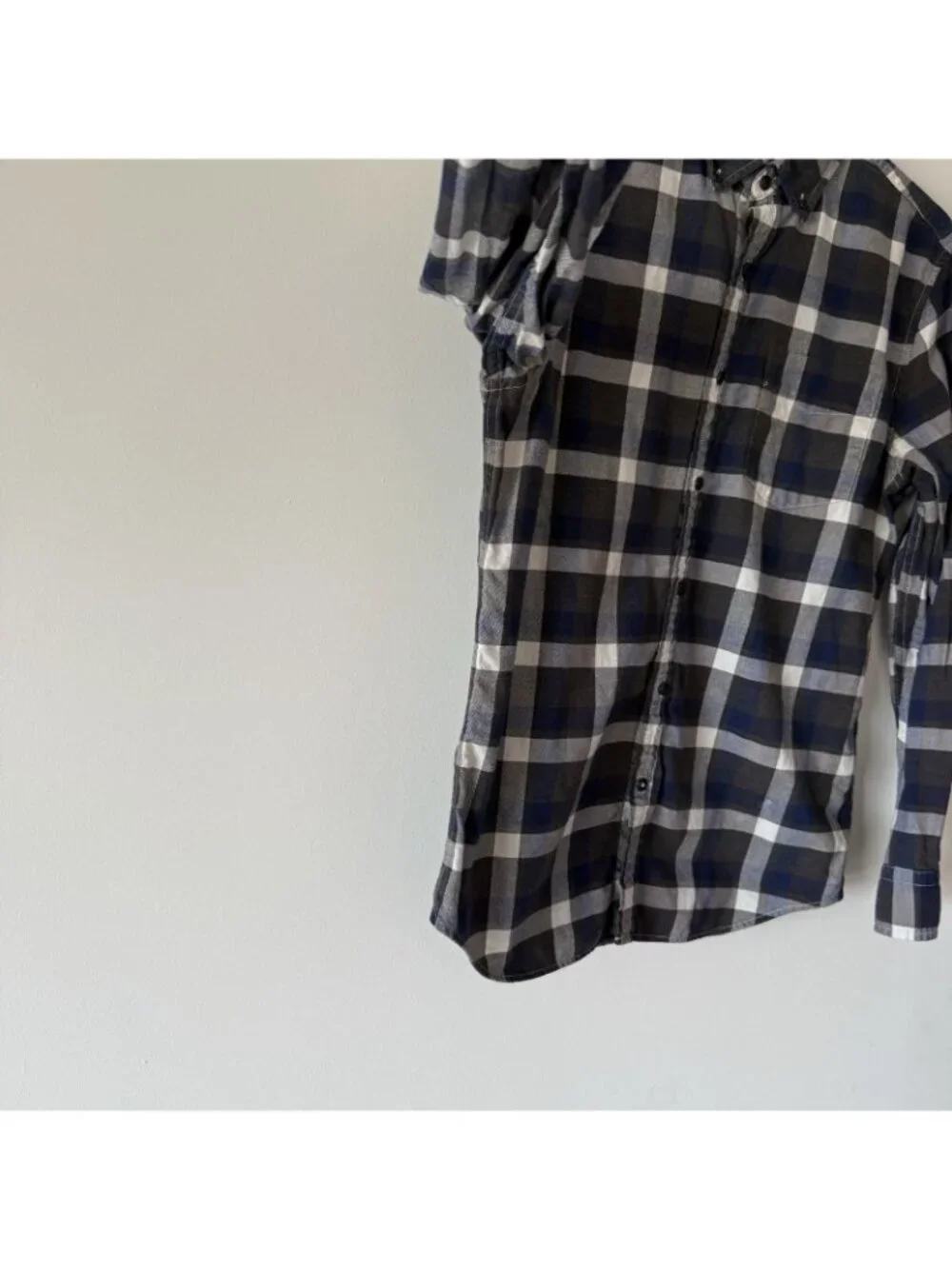 Banana Republic Luxe Flannel Slim-Fit Men's Blue Plaid Shirt Sz M Preppy Casual